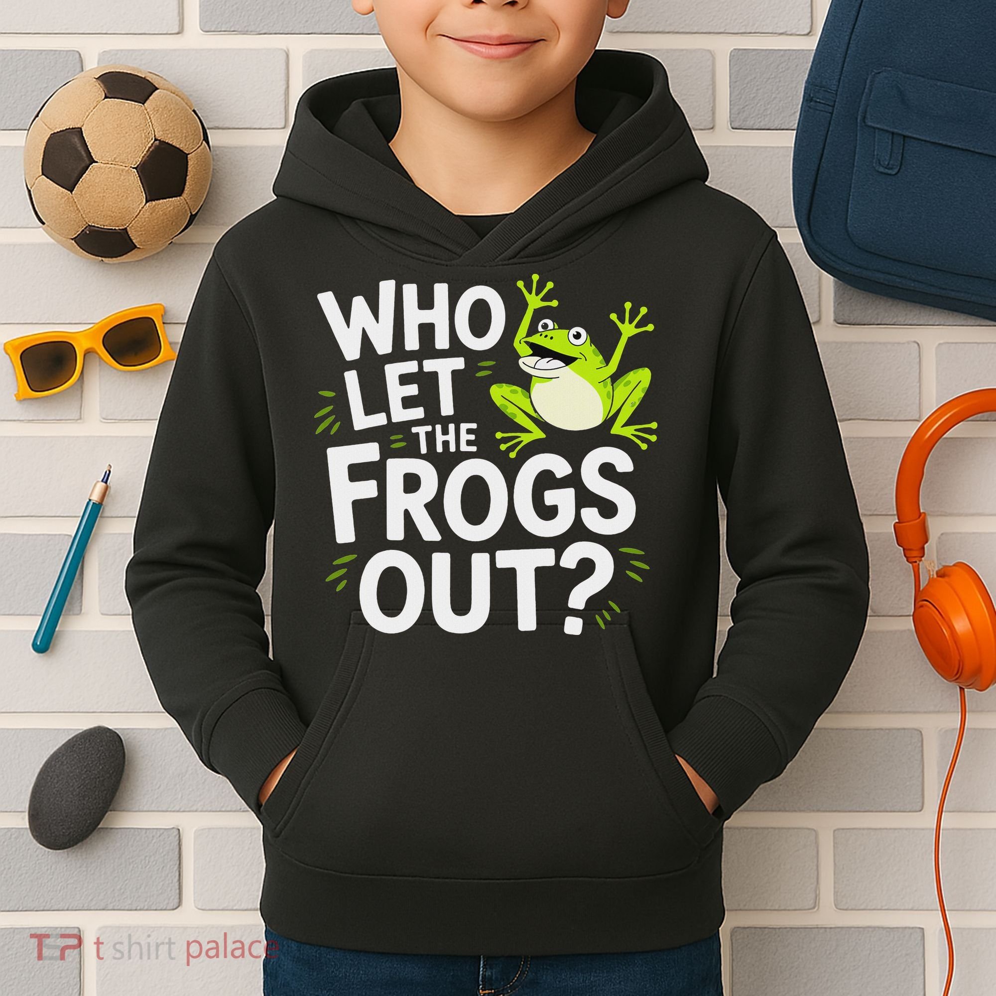 Who Let The Frogs Ou Funny Frog Lovers Kids Hoodie