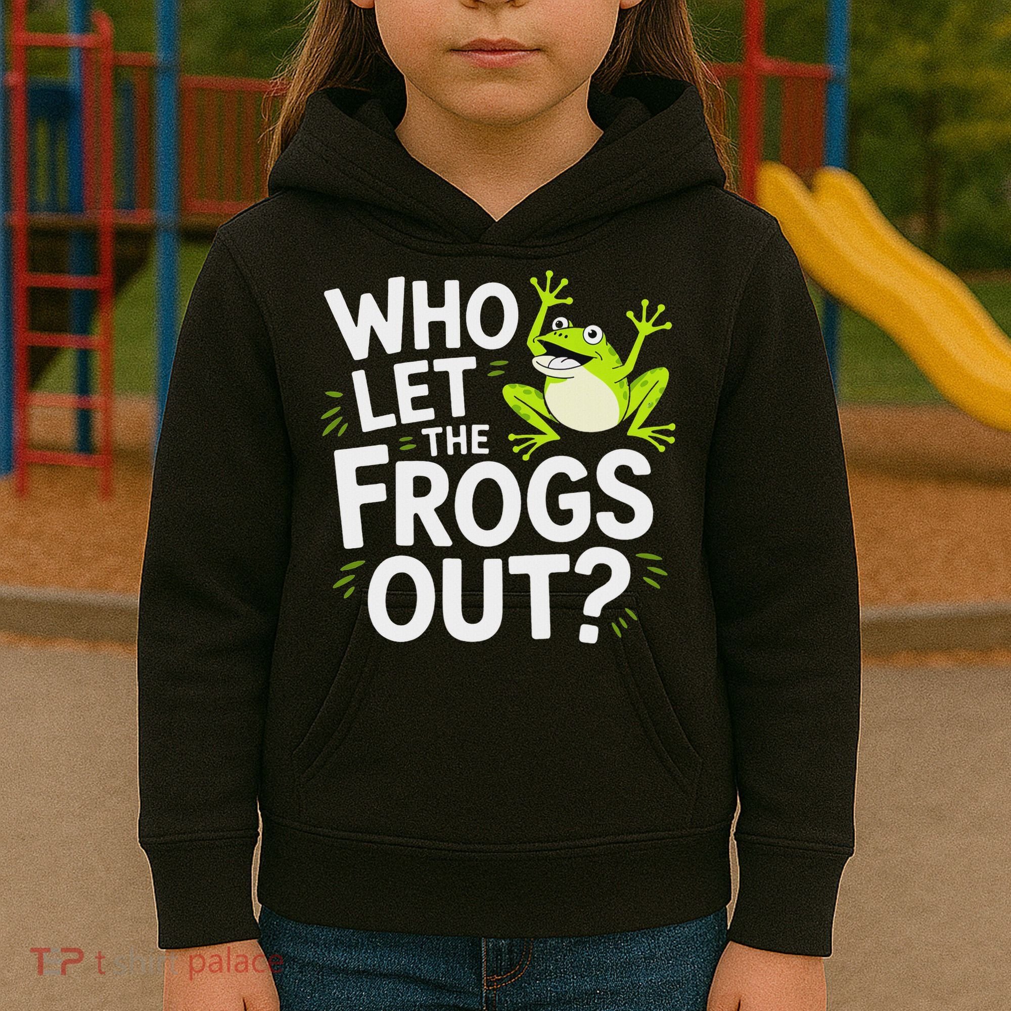 Who Let The Frogs Ou Funny Frog Lovers Kids Hoodie