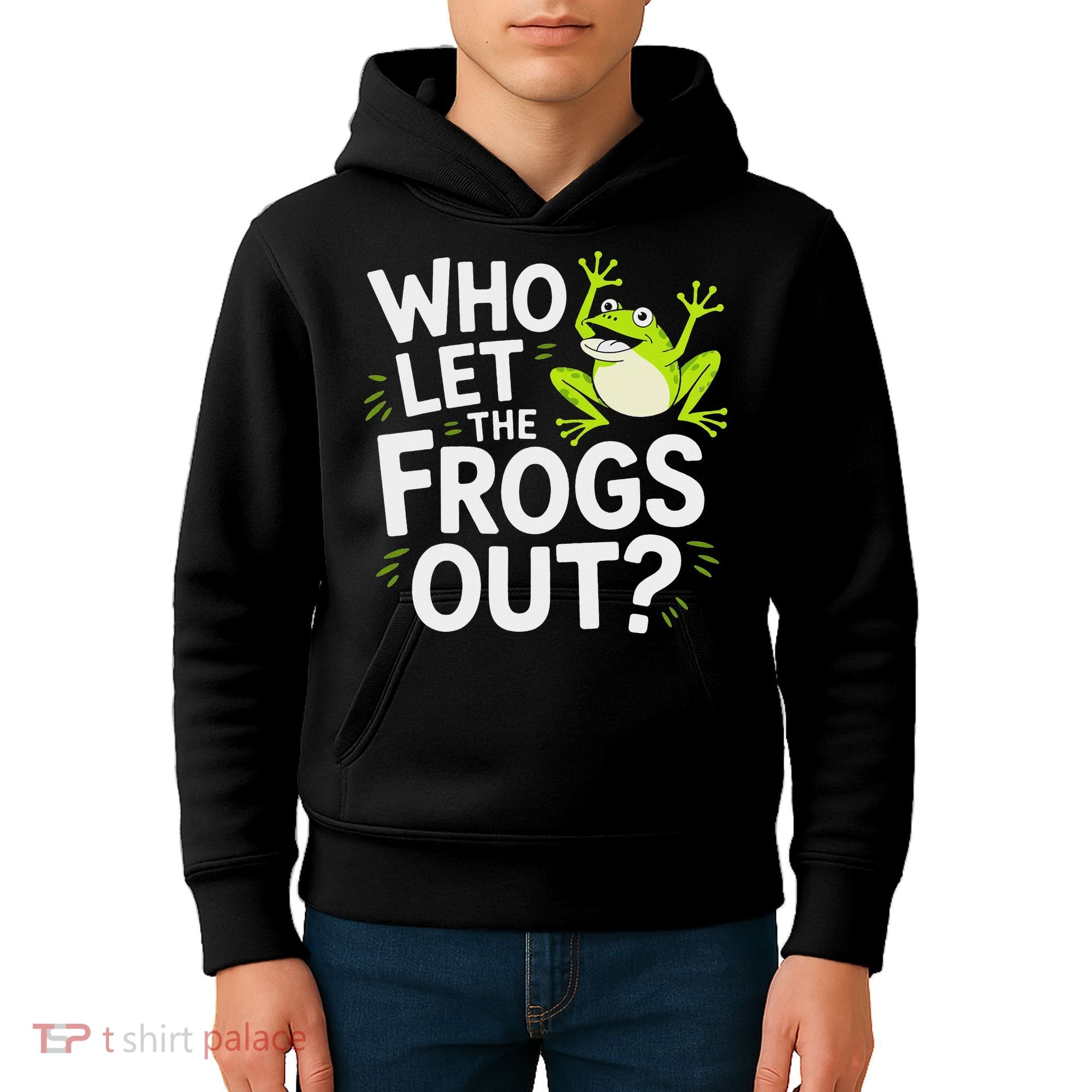 Who Let The Frogs Ou Funny Frog Lovers Kids Hoodie
