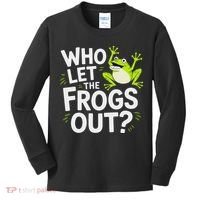 Who Let The Frogs Ou Funny Frog Lovers Kids Long Sleeve Shirt thumb 0