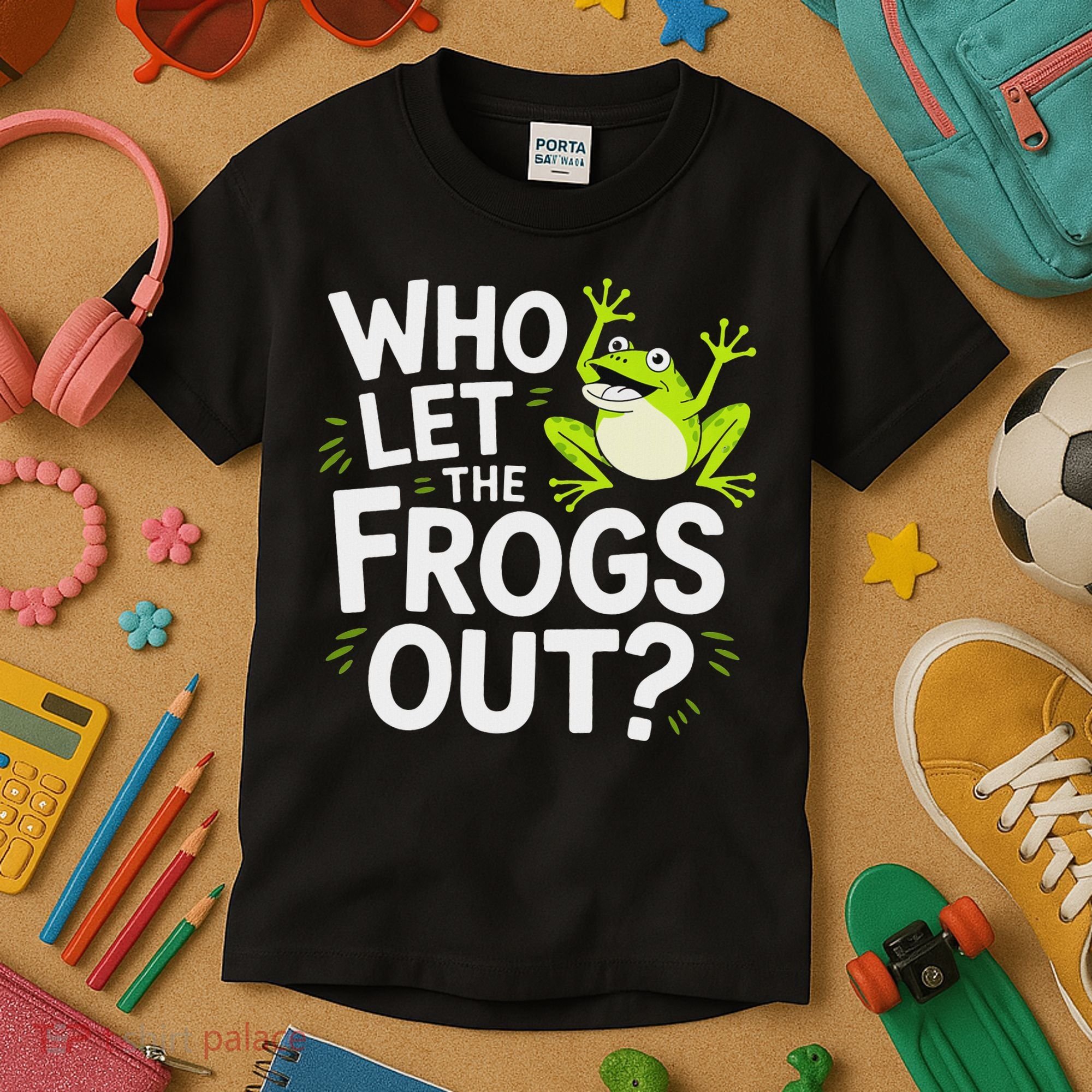 Who Let The Frogs Ou Funny Frog Lovers Kids T-Shirt