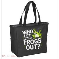 Who Let The Frogs Ou Funny Frog Lovers Tote Bag thumb 2