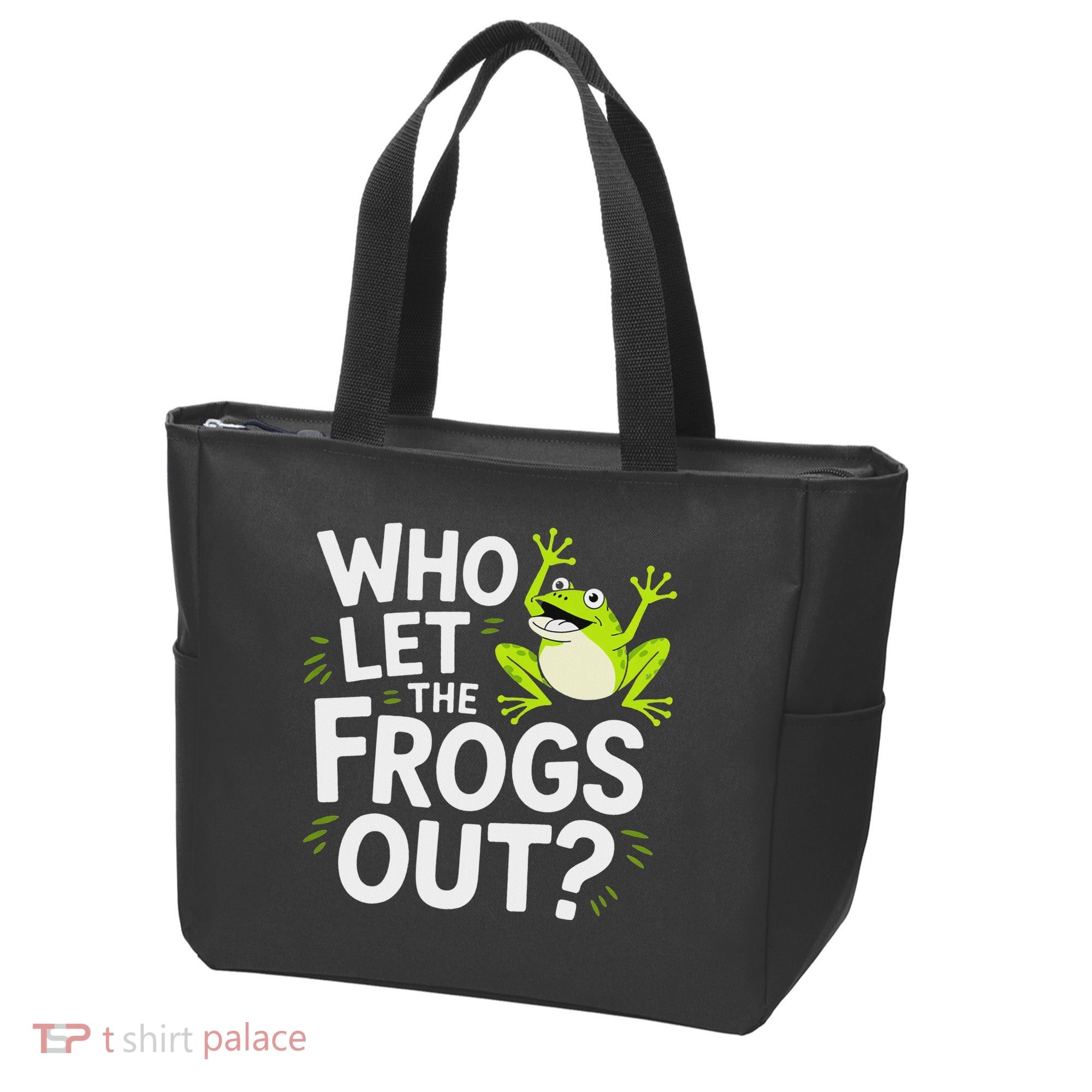Who Let The Frogs Ou Funny Frog Lovers Tote Bag