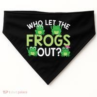 Who Let The Frogs Out Funny Frog Lovers MM USA-Made Doggie Bandana thumb 0