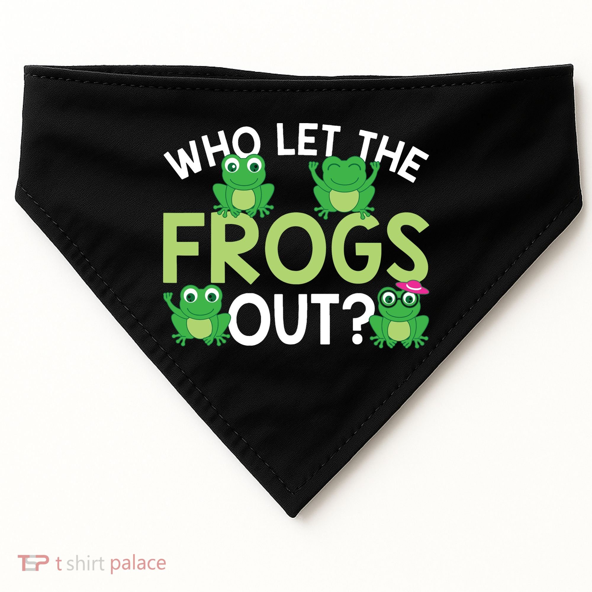 Who Let The Frogs Out Funny Frog Lovers MM USA-Made Doggie Bandana