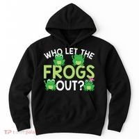 Who Let The Frogs Out Funny Frog Lovers MM Hoodie thumb 0