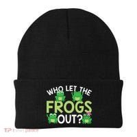Who Let The Frogs Out Funny Frog Lovers MM Beanie thumb 0