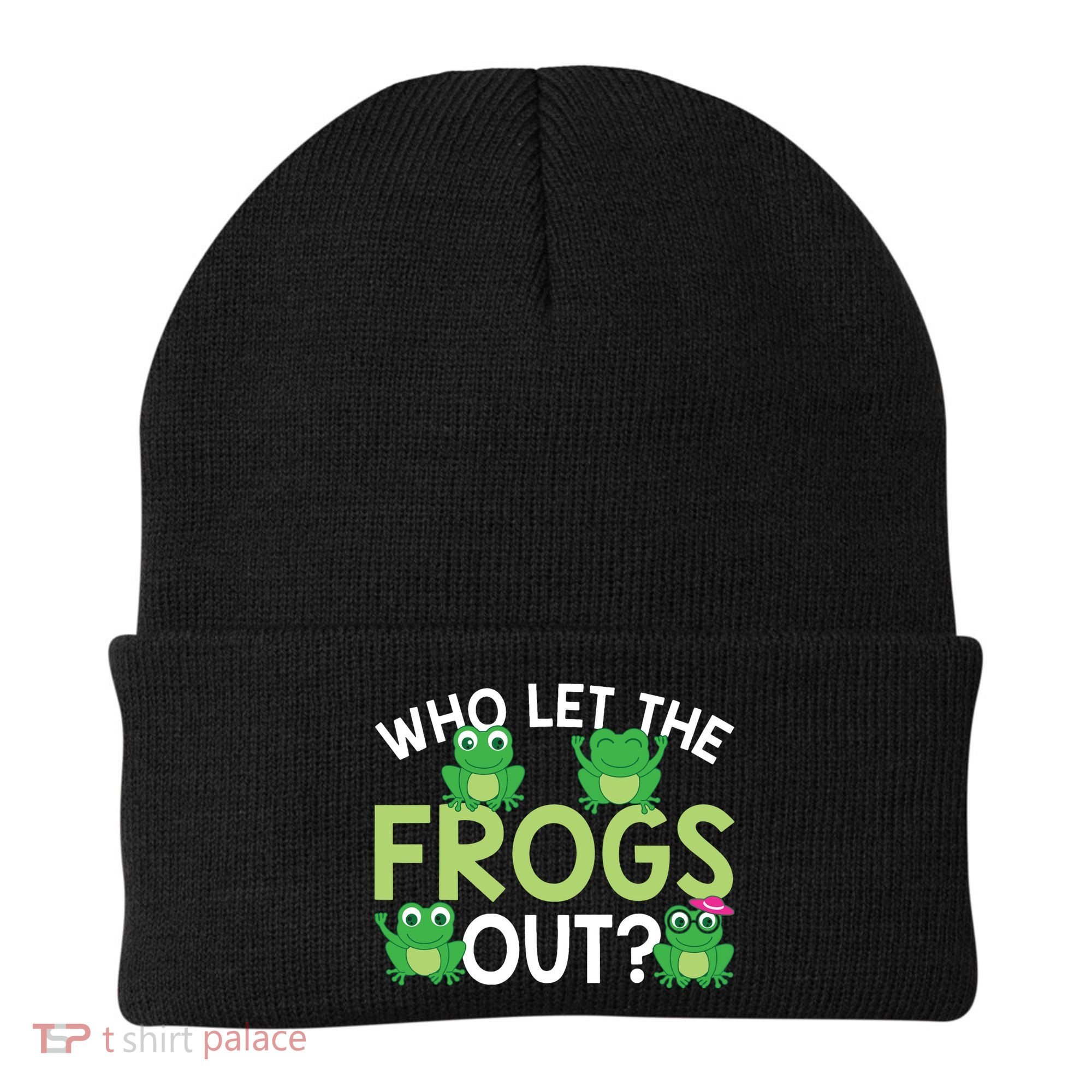 Who Let The Frogs Out Funny Frog Lovers MM Beanie