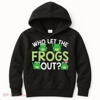 Who Let The Frogs Out Funny Frog Lovers MM Kids Hoodie thumb 0