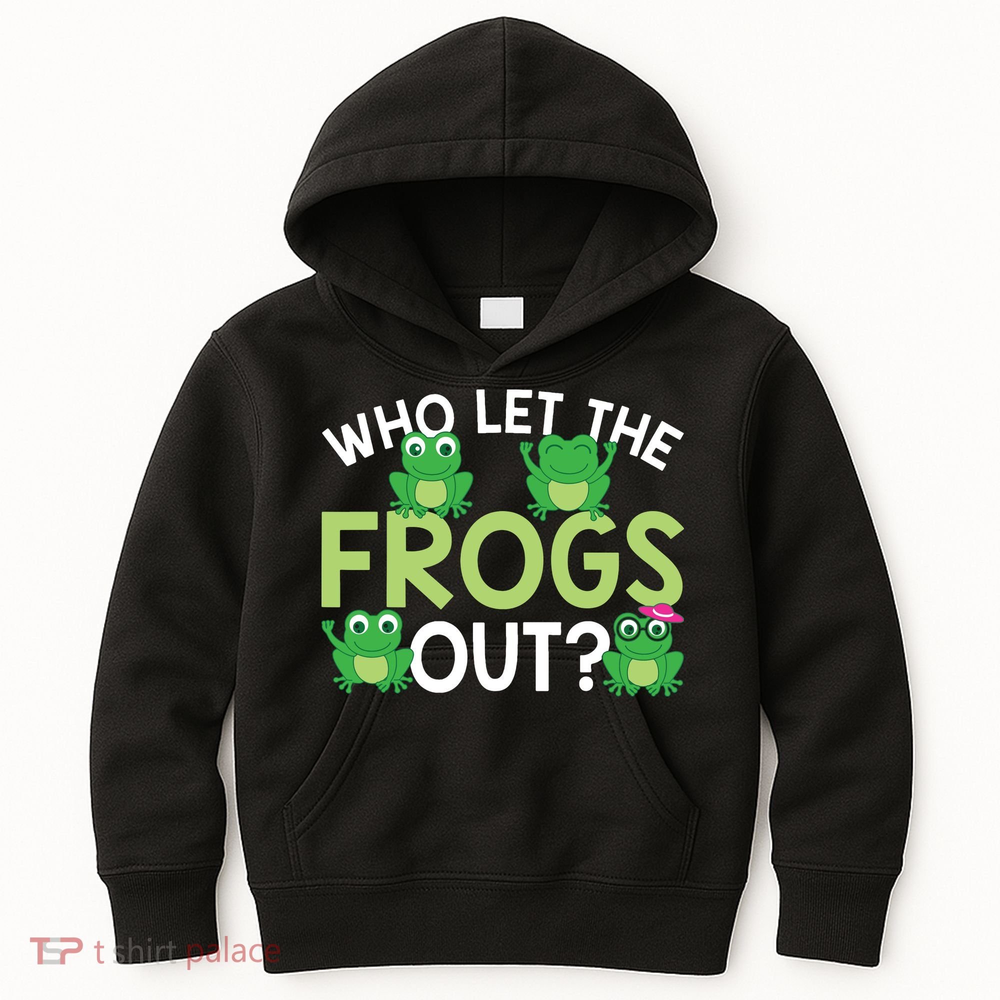 Who Let The Frogs Out Funny Frog Lovers MM Kids Hoodie