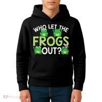 Who Let The Frogs Out Funny Frog Lovers MM Kids Hoodie thumb 4