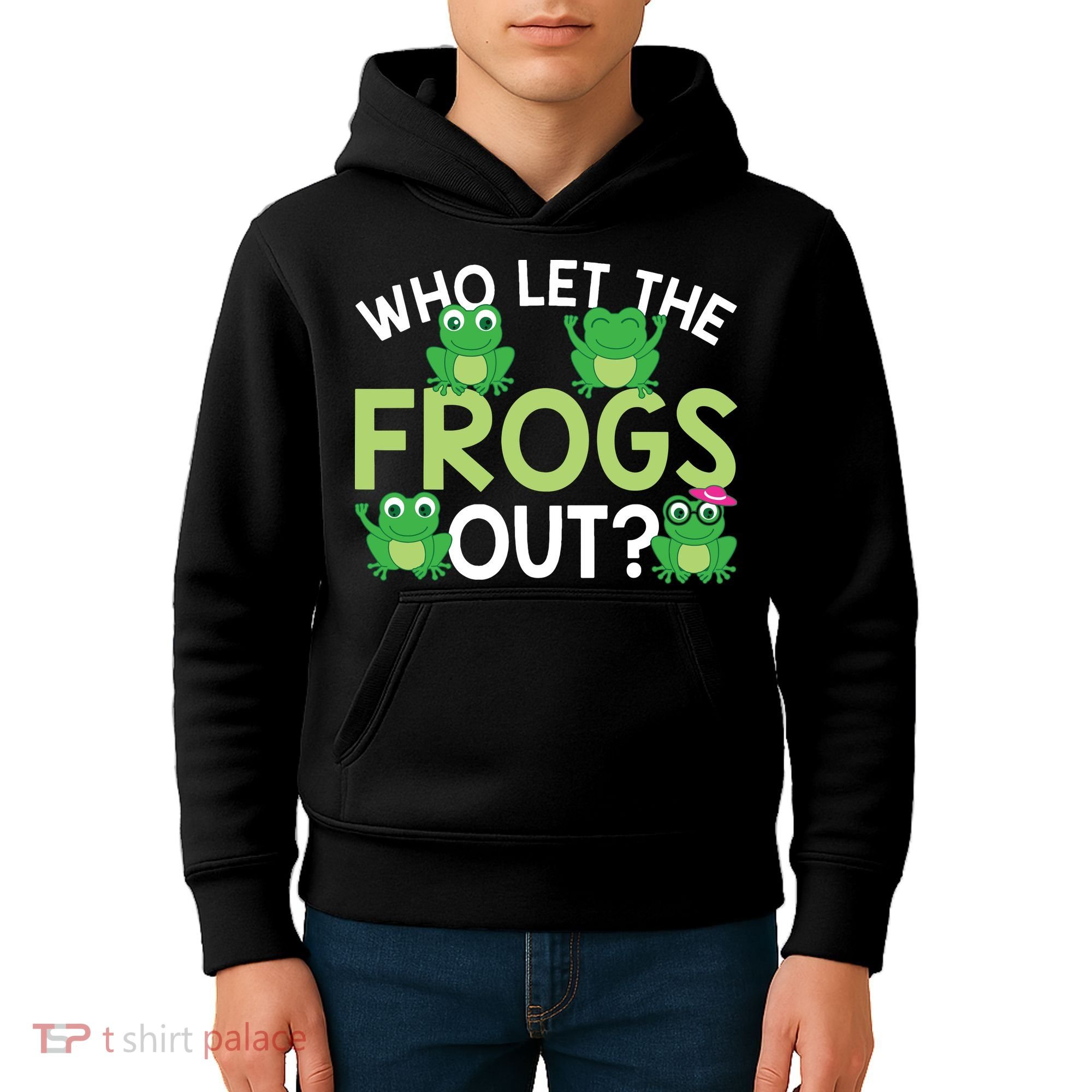 Who Let The Frogs Out Funny Frog Lovers MM Kids Hoodie
