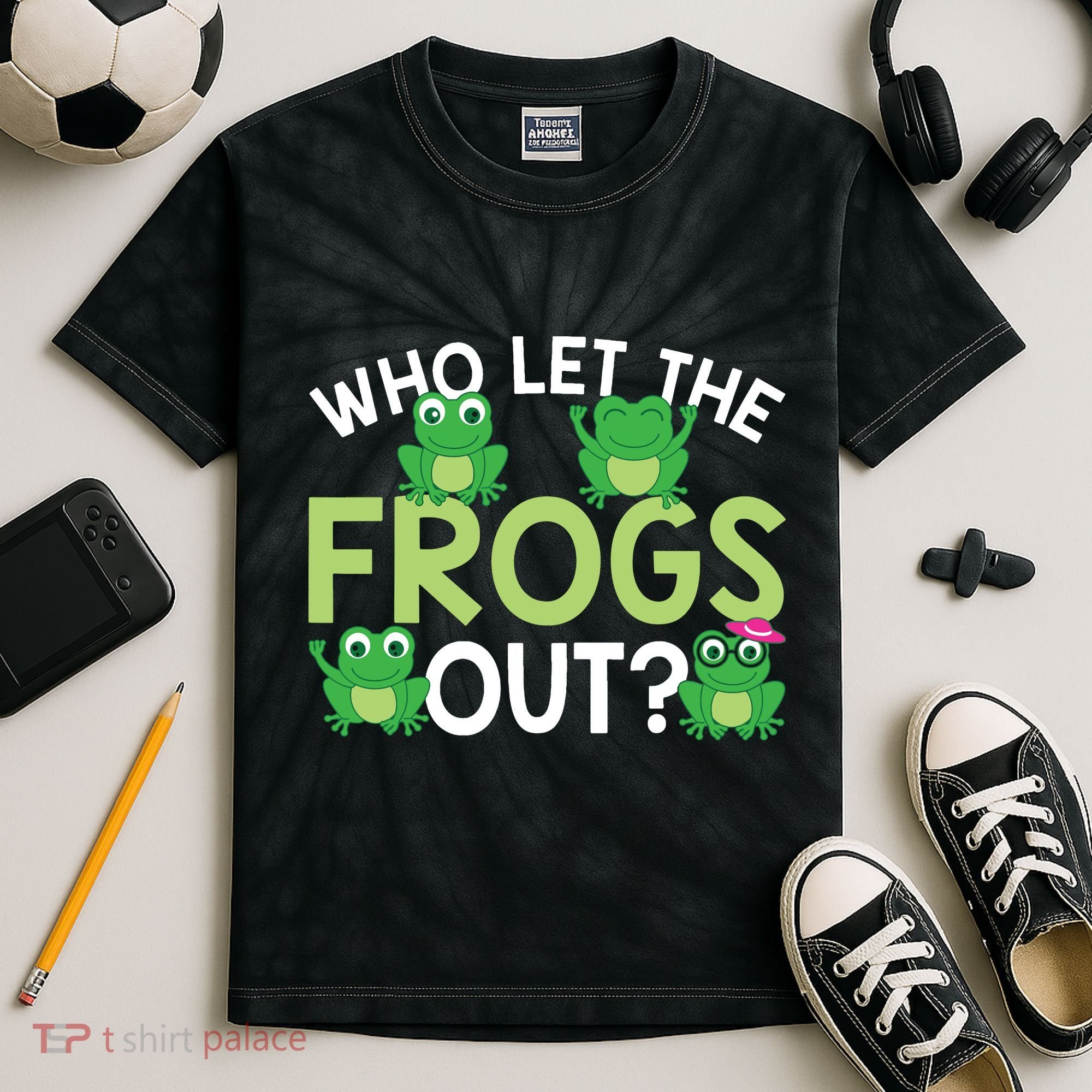 Who Let The Frogs Out Funny Frog Lovers MM Kids Tie-Dye T-Shirt