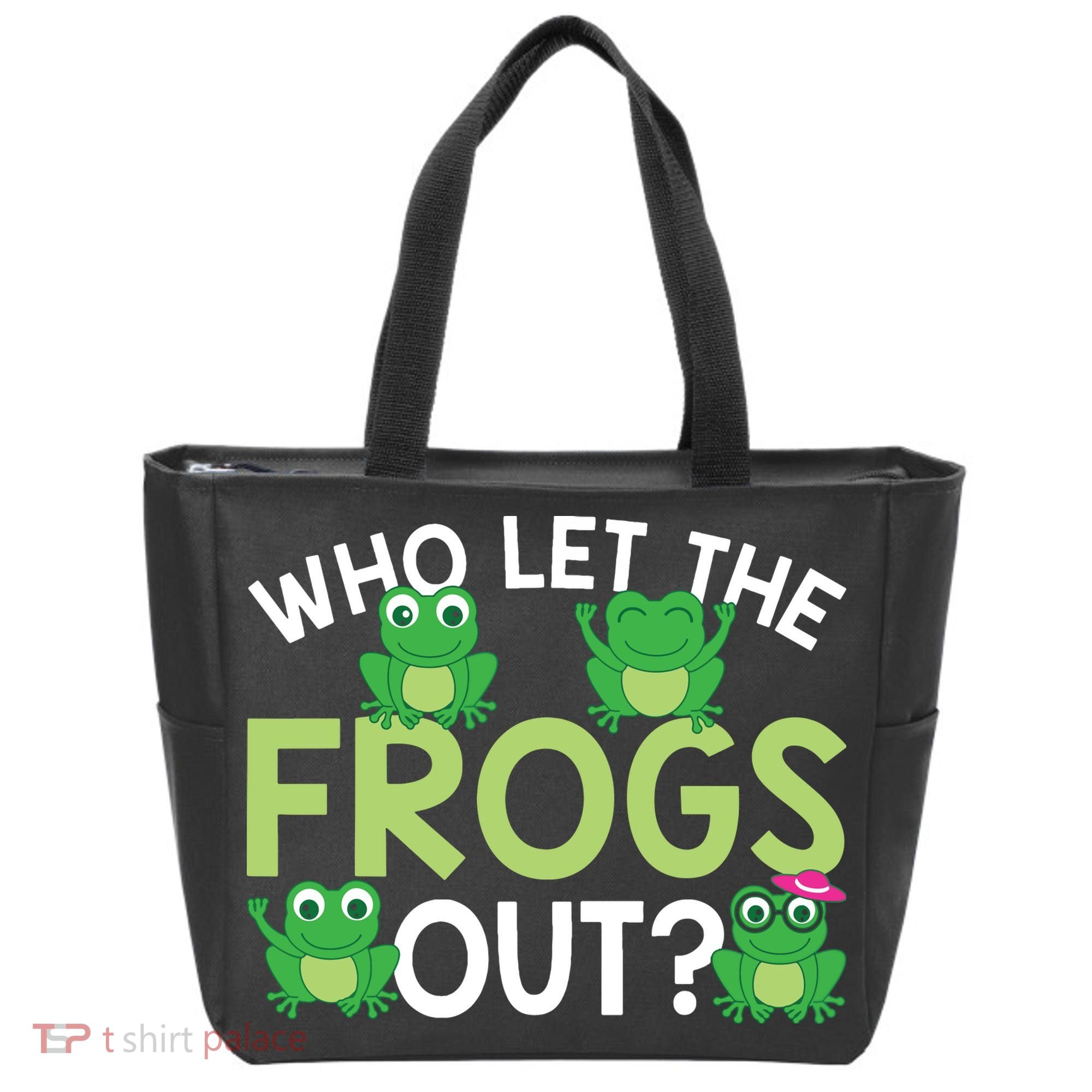 Who Let The Frogs Out Funny Frog Lovers MM Tote Bag