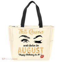 Womens Leopard This Queen Was Born In August Tote Bag thumb 0