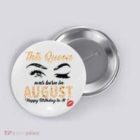 Womens Leopard This Queen Was Born In August Button thumb 0