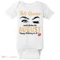 Womens Leopard This Queen Was Born In August Baby Bodysuit thumb 0