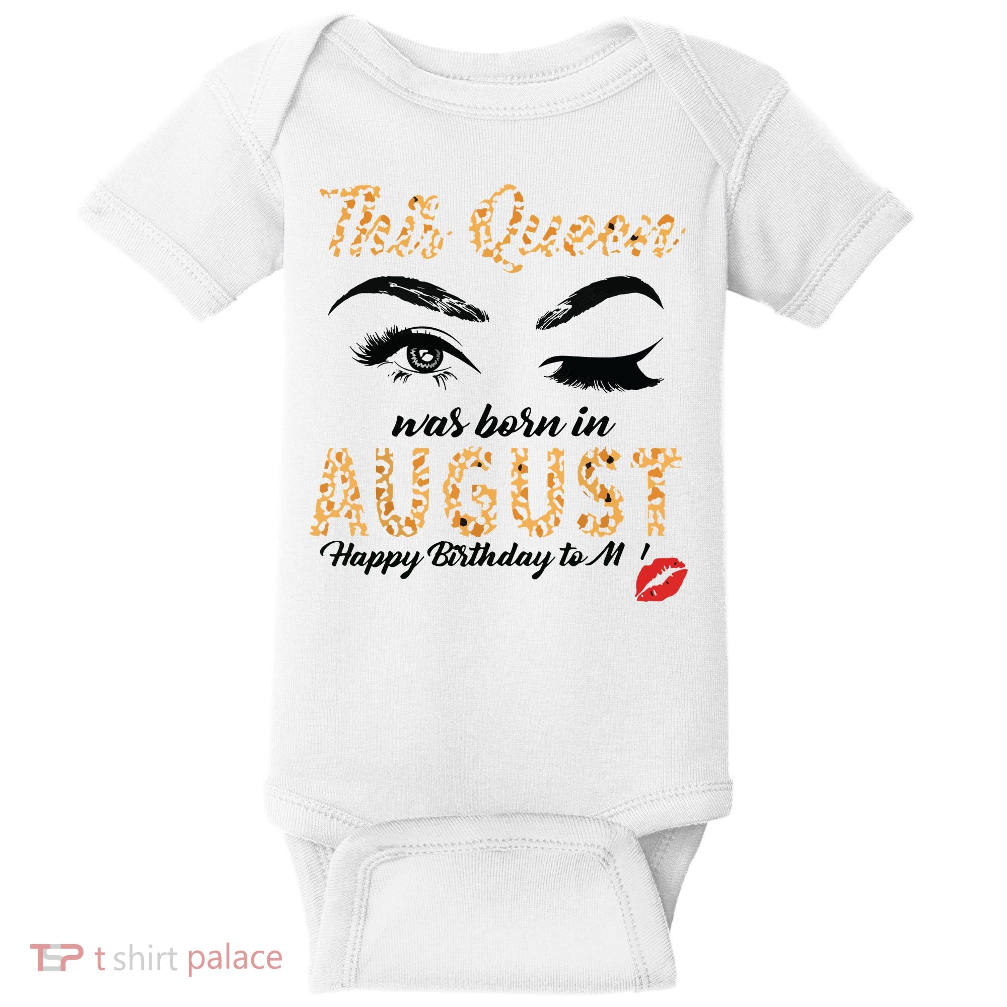 Womens Leopard This Queen Was Born In August Baby Bodysuit
