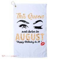Womens Leopard This Queen Was Born In August Golf Towel thumb 0