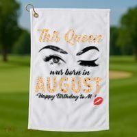 Womens Leopard This Queen Was Born In August Golf Towel thumb 1