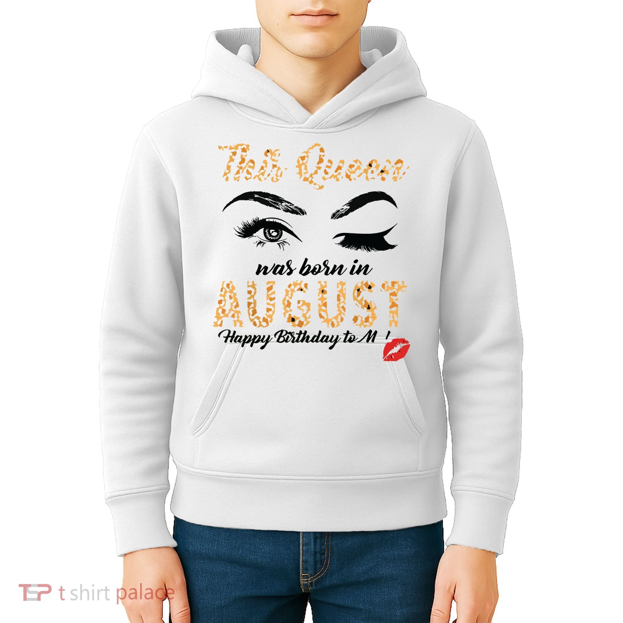 Womens Leopard This Queen Was Born In August Kids Hoodie