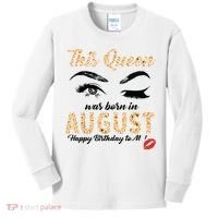 Womens Leopard This Queen Was Born In August Kids Long Sleeve Shirt thumb 0