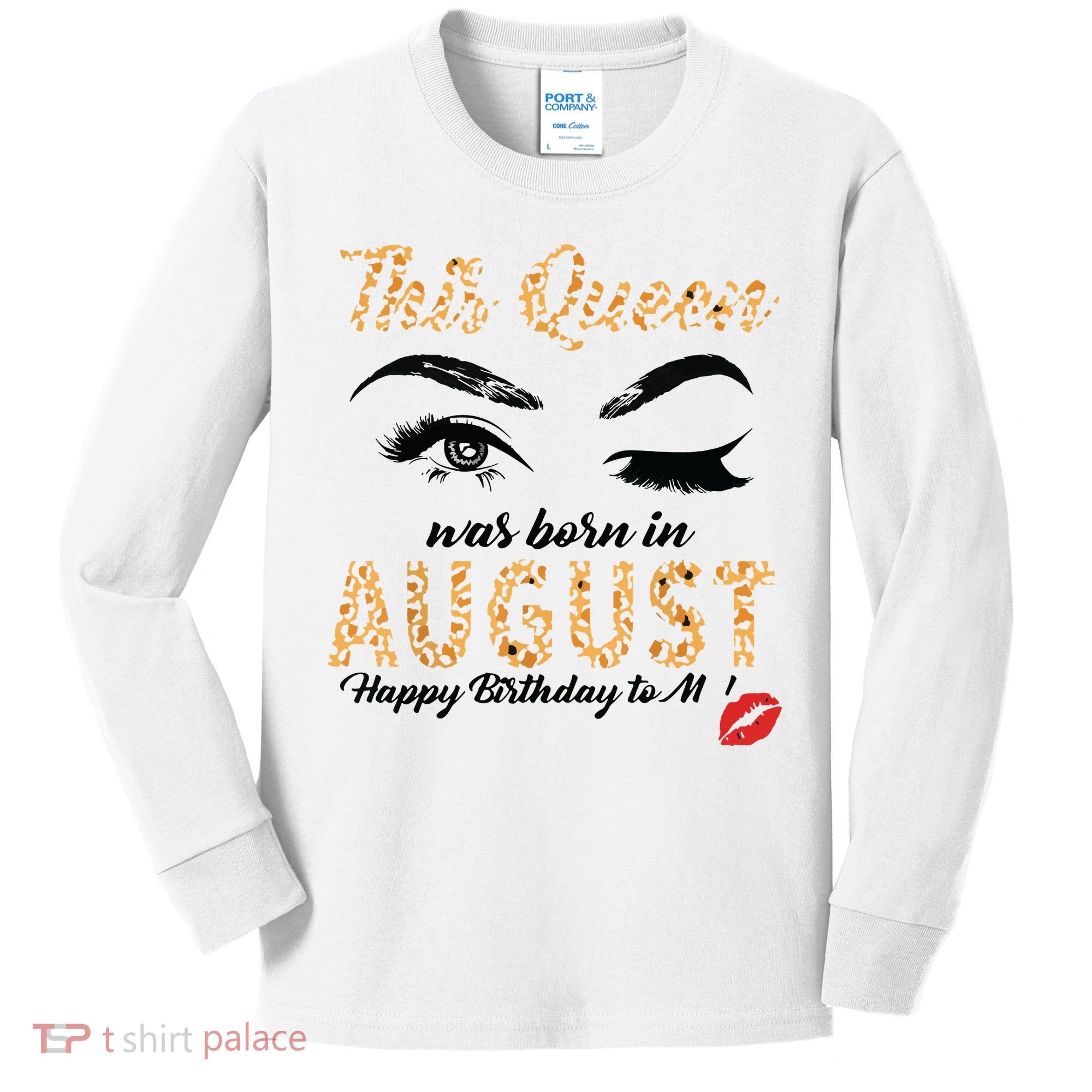 Womens Leopard This Queen Was Born In August Kids Long Sleeve Shirt