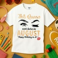 Womens Leopard This Queen Was Born In August Kids T-Shirt thumb 3