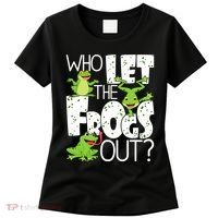 Who Let The Frogs Out Funny Amphibian Lover Frog Owner Women's T-Shirt thumb 0