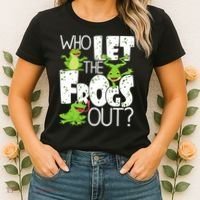 Who Let The Frogs Out Funny Amphibian Lover Frog Owner Women's T-Shirt thumb 2
