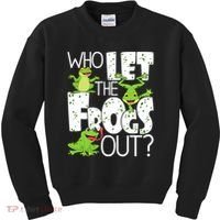 Who Let The Frogs Out Funny Amphibian Lover Frog Owner Kids Sweatshirt thumb 0