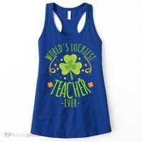 World's Luckiest Teacher Ever Funny St Patrick Day Irish Great Gift Women's Tank Top thumb 0