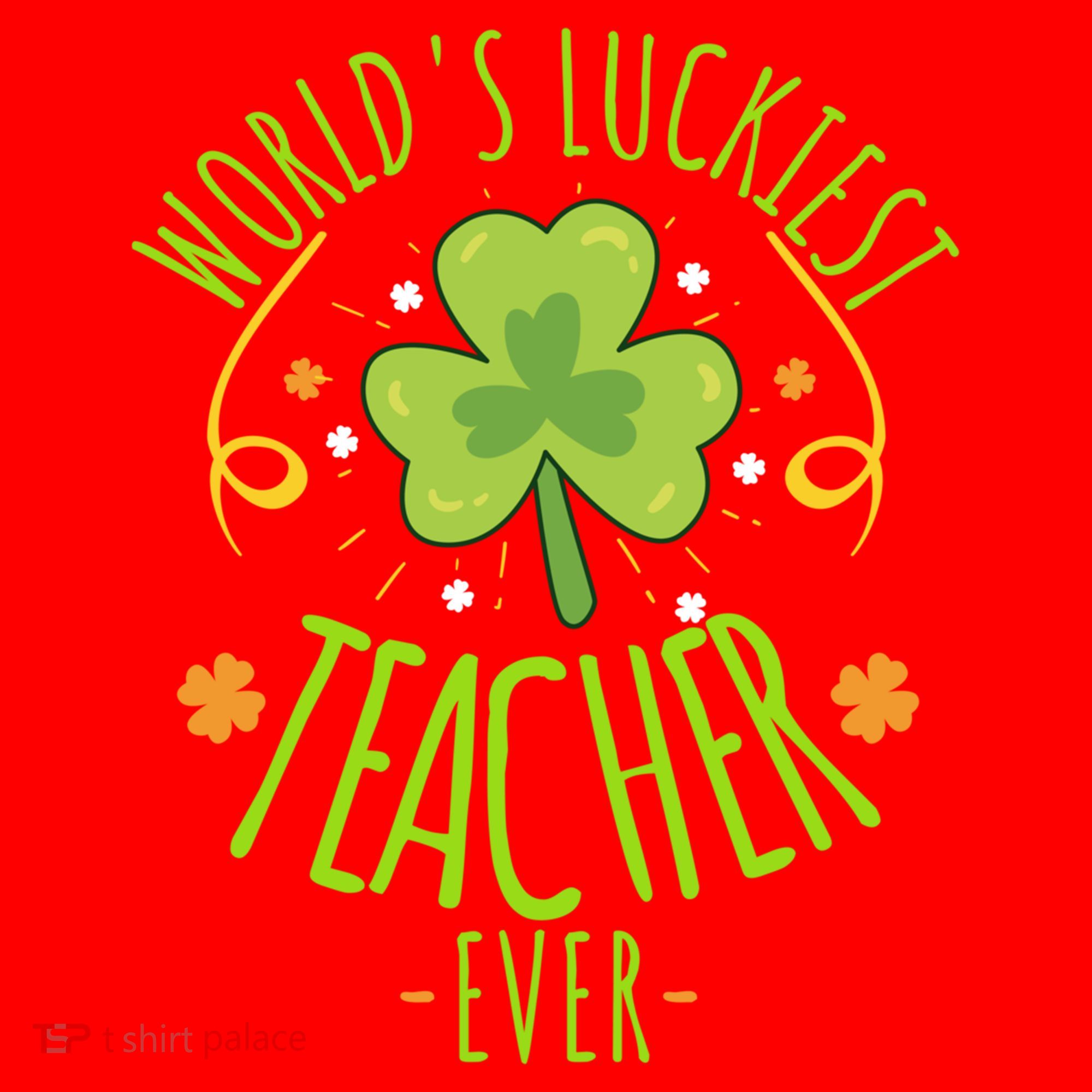 World's Luckiest Teacher Ever Funny St Patrick Day Irish Great Gift Santa Hat