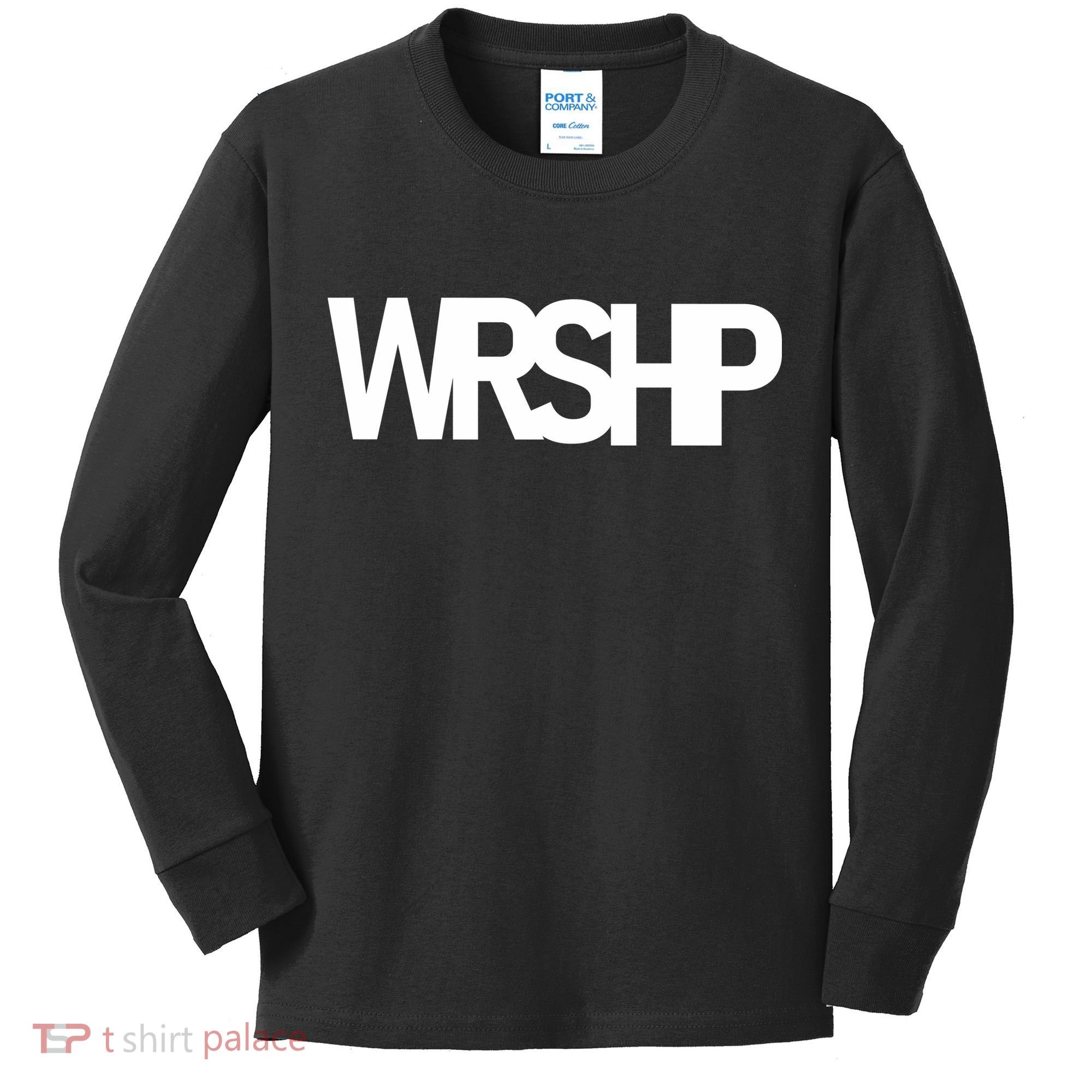 WRSHP Logo Worship Christian Kids Long Sleeve Shirt