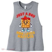 Waffle Lover Waffle Squad Foodie Just A Boy Loves Waffles Women's Racerback Cropped Tank thumb 0