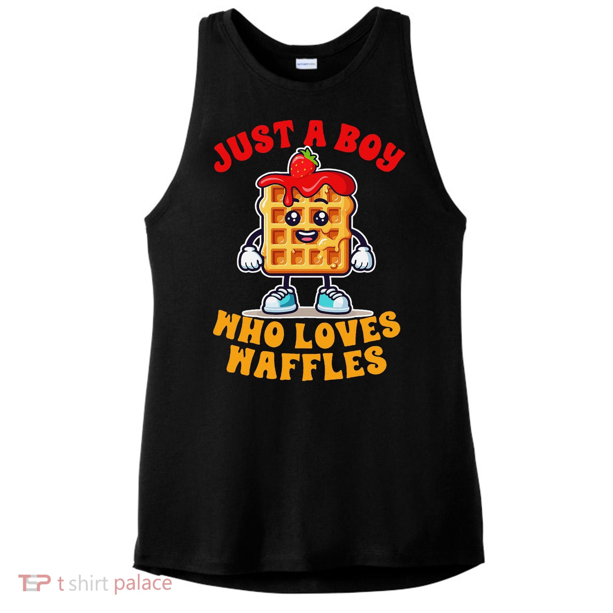 Waffle Lover Waffle Squad Foodie Just A Boy Loves Waffles Ladies PosiCharge Tri-Blend Wicking Tank