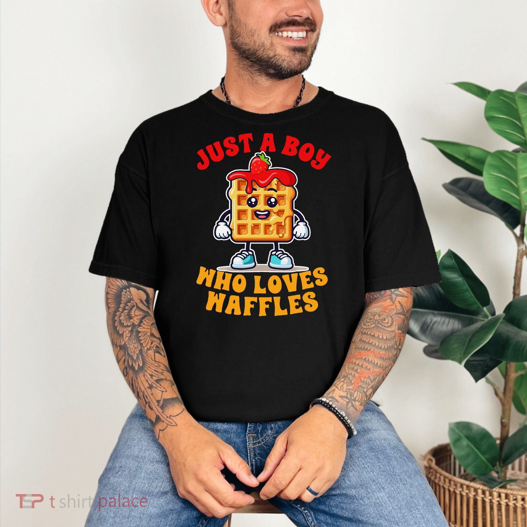 Waffle Lover Waffle Squad Foodie Just A Boy Loves Waffles Comfort Colors T-Shirt