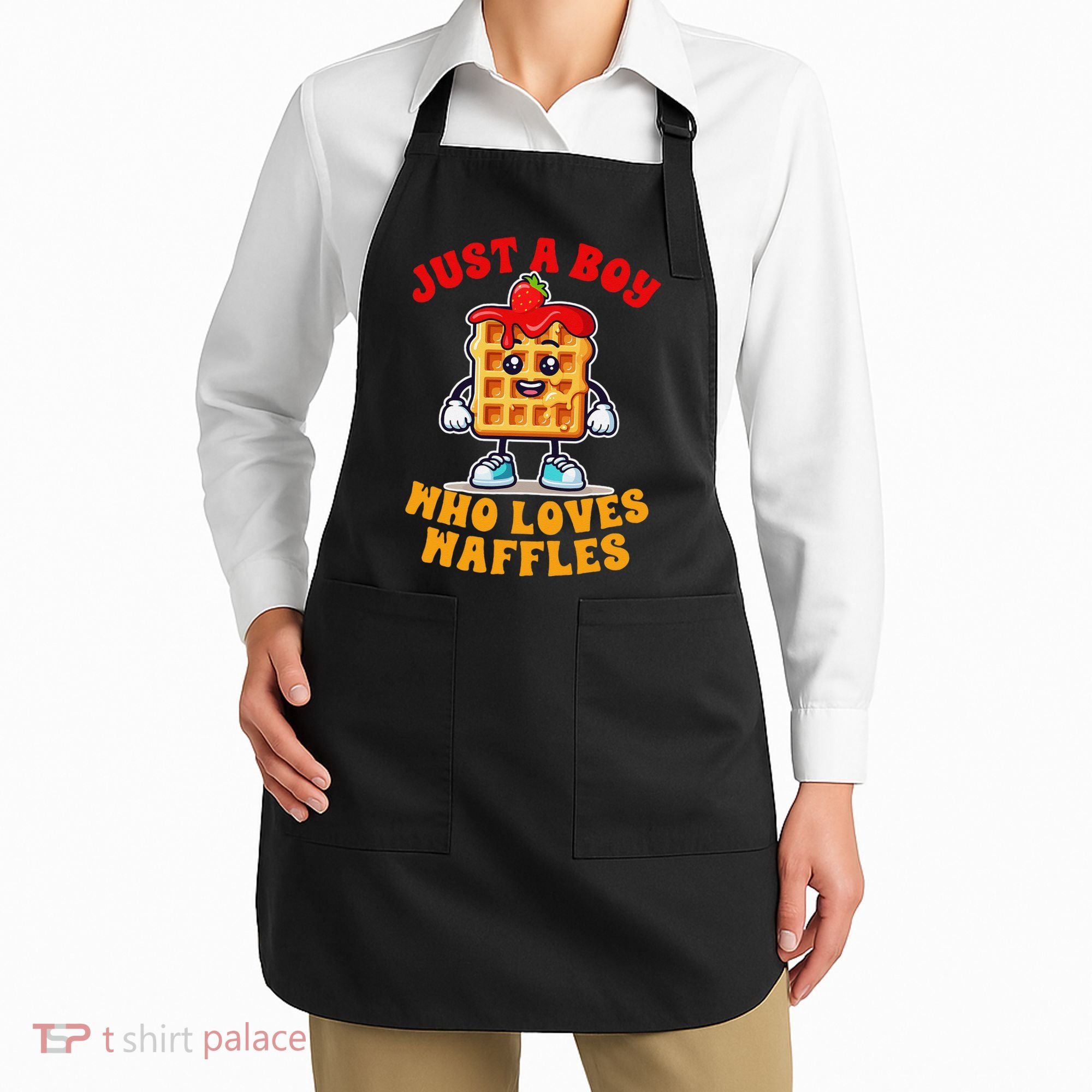 Waffle Lover Waffle Squad Foodie Just A Boy Loves Waffles Apron