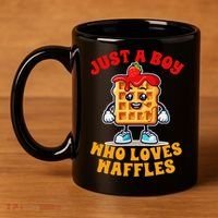 Waffle Lover Waffle Squad Foodie Just A Boy Loves Waffles 11oz C Handle Ceramic Mug thumb 4