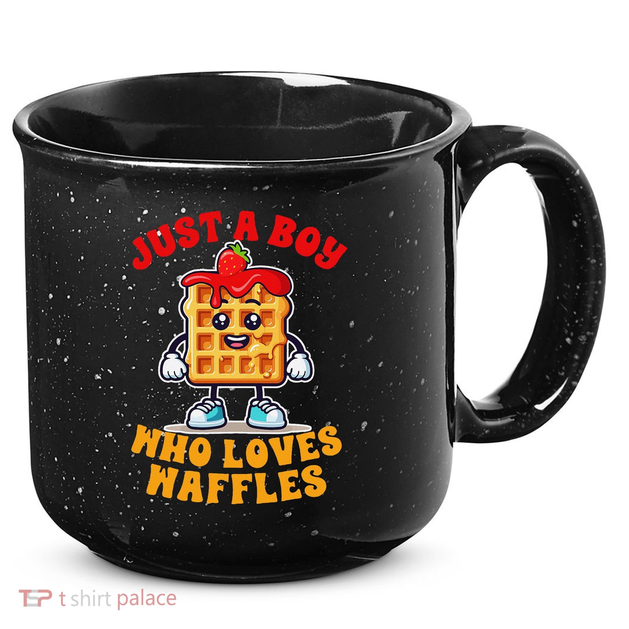 Waffle Lover Waffle Squad Foodie Just A Boy Loves Waffles 15oz Campfire Ceramic Mug