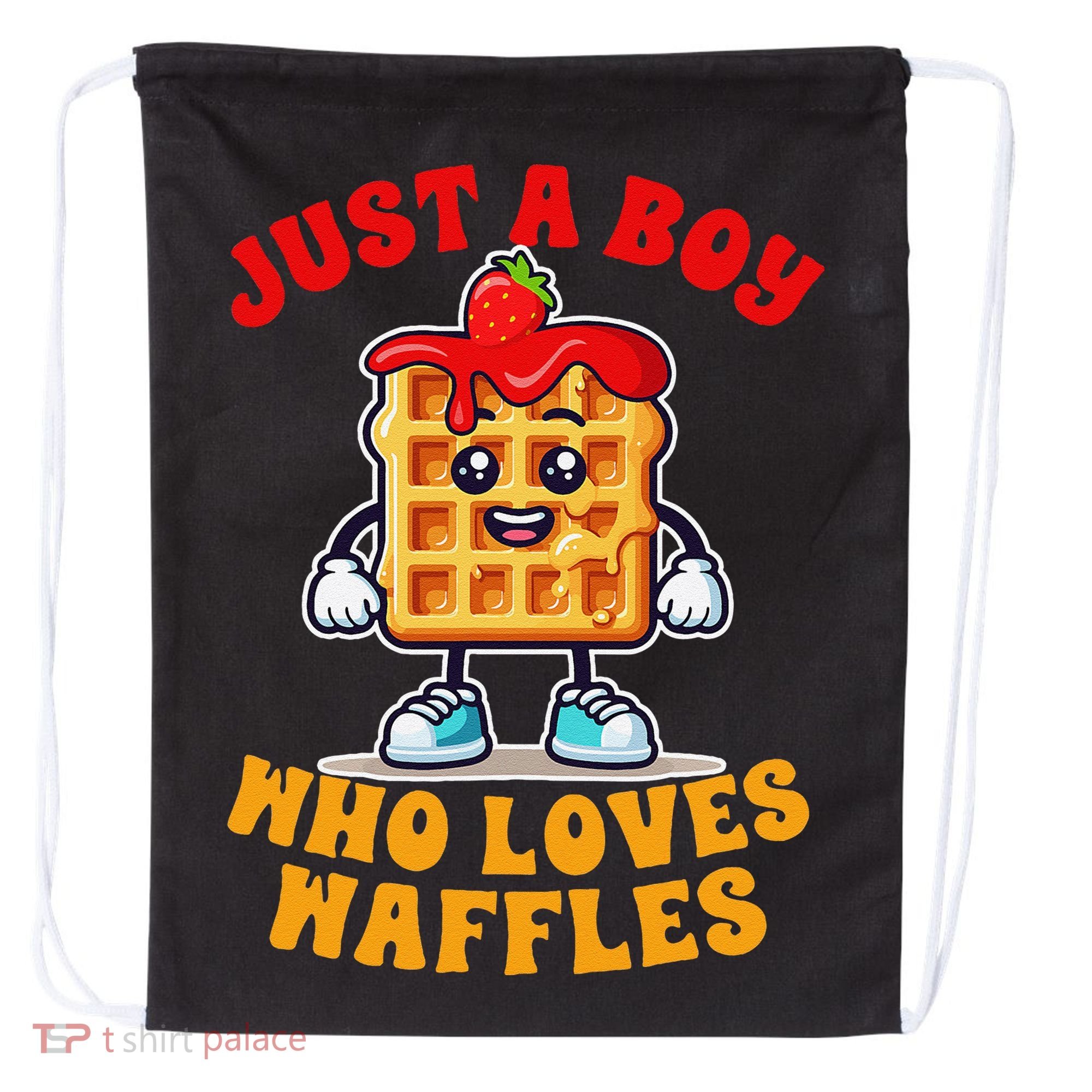 Waffle Lover Waffle Squad Foodie Just A Boy Loves Waffles Drawstring Bag