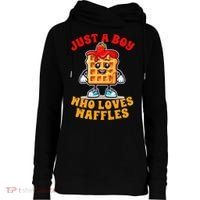 Waffle Lover Waffle Squad Foodie Just A Boy Loves Waffles Womens Funnel Neck Pullover Hood thumb 0