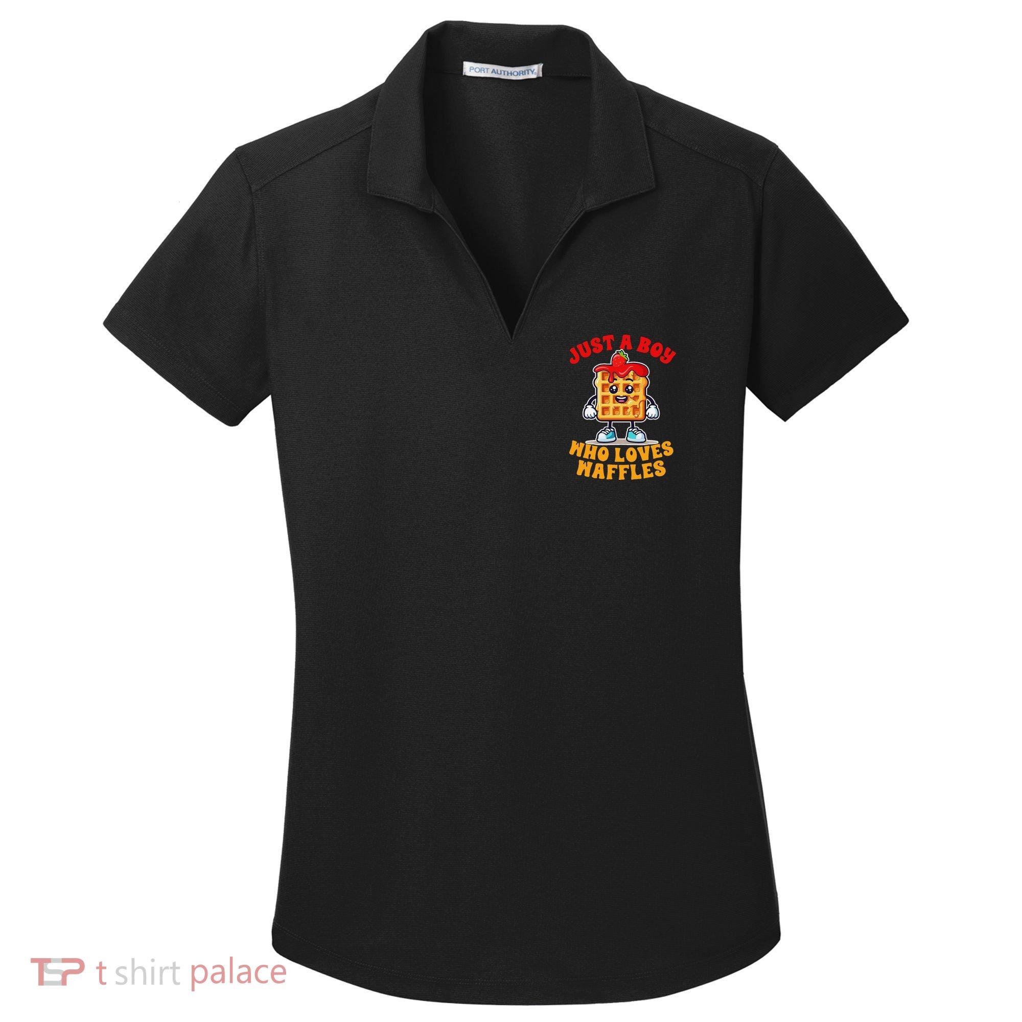 Waffle Lover Waffle Squad Foodie Just A Boy Loves Waffles Women's Dry Zone Grid Polo