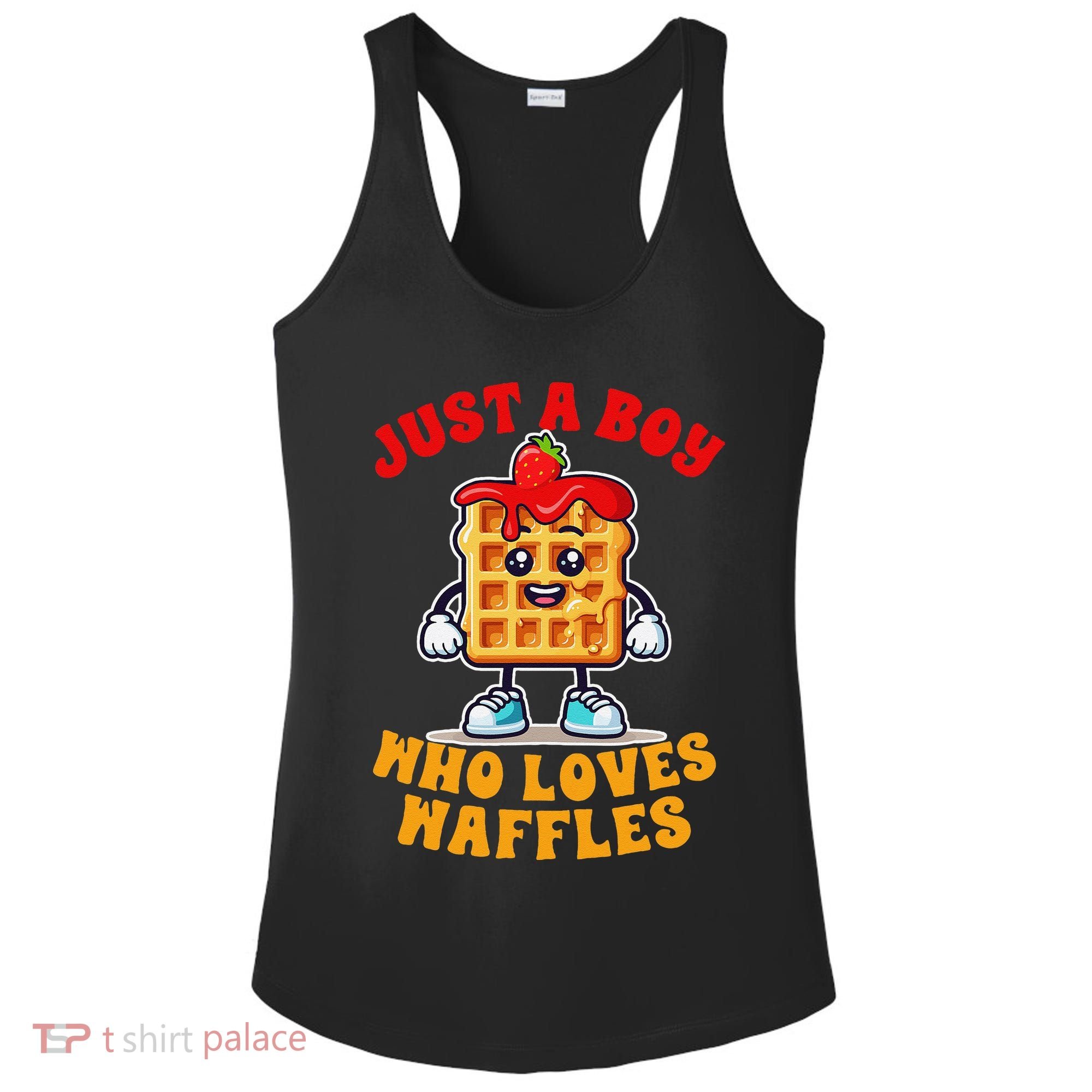 Waffle Lover Waffle Squad Foodie Just A Boy Loves Waffles Ladies PosiCharge Competitor Racerback Tank