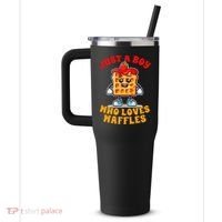 Waffle Lover Waffle Squad Foodie Just A Boy Loves Waffles 40oz Vacuum Insulated Stainless Steel Travel Tumbler thumb 2