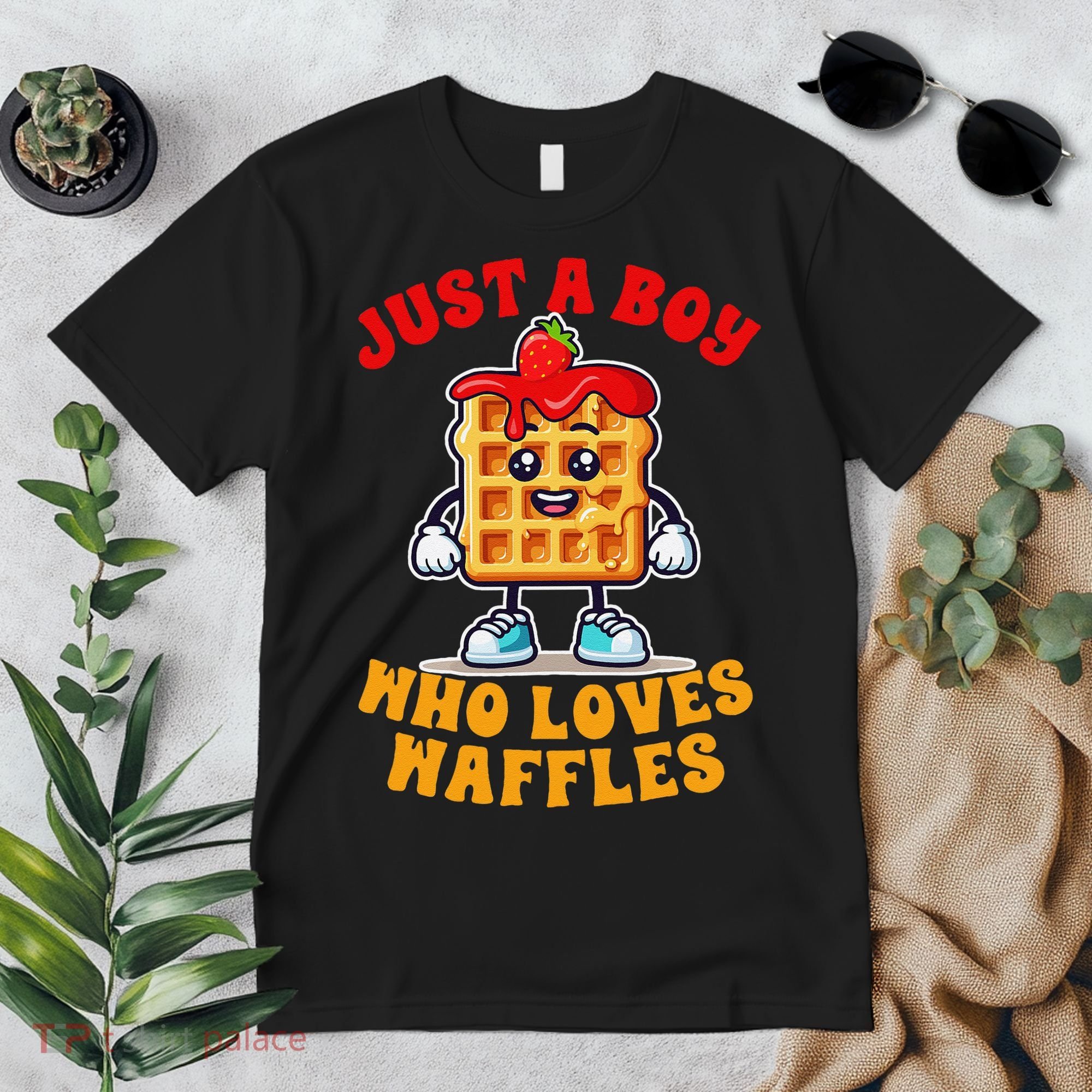 Waffle Lover Waffle Squad Foodie Just A Boy Loves Waffles Premium T-Shirt