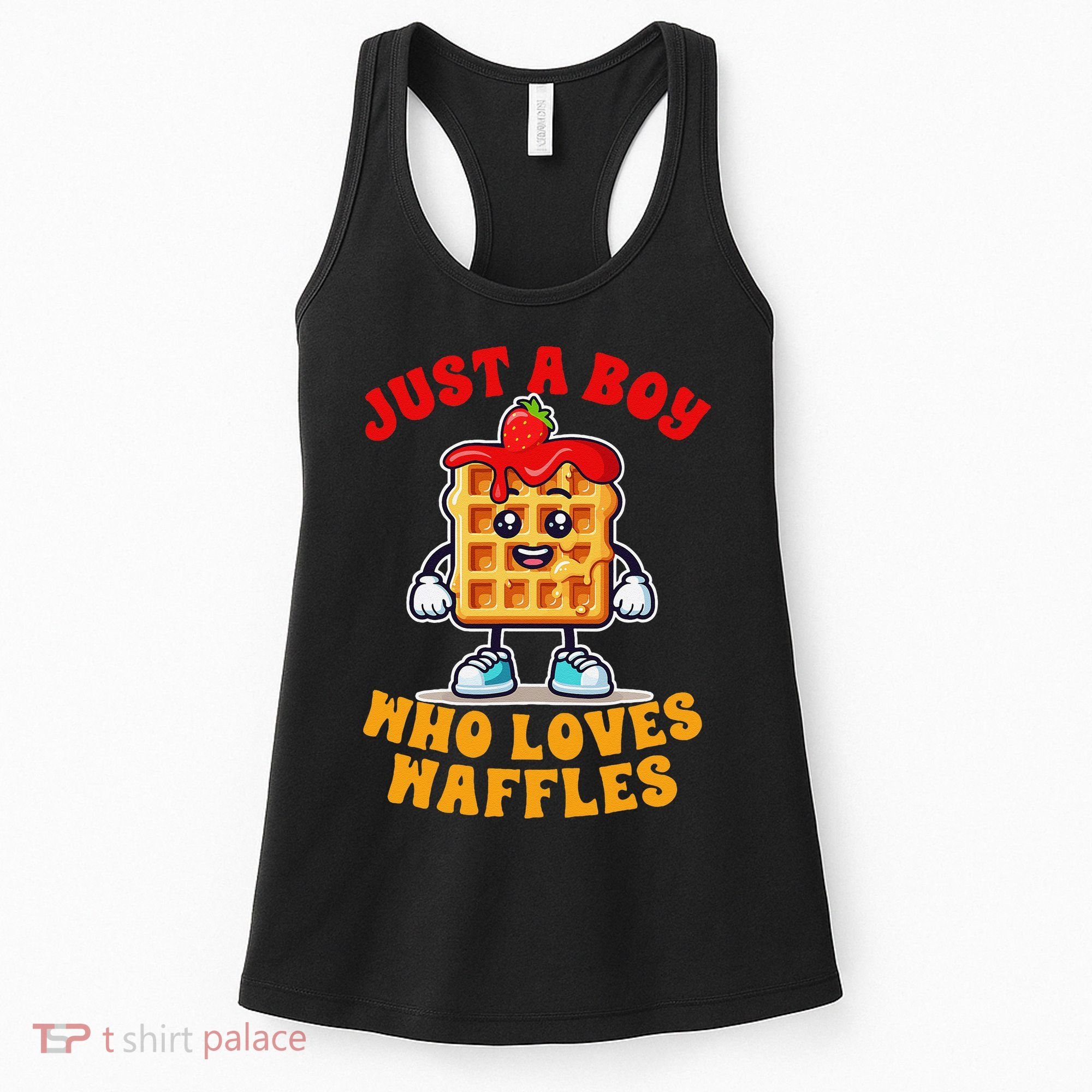 Waffle Lover Waffle Squad Foodie Just A Boy Loves Waffles Women's Tank Top