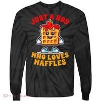 Waffle Lover Waffle Squad Foodie Just A Boy Loves Waffles Tie-Dye Long Sleeve Shirt thumb 0