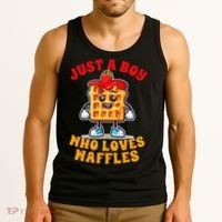 Waffle Lover Waffle Squad Foodie Just A Boy Loves Waffles Tank Top thumb 3