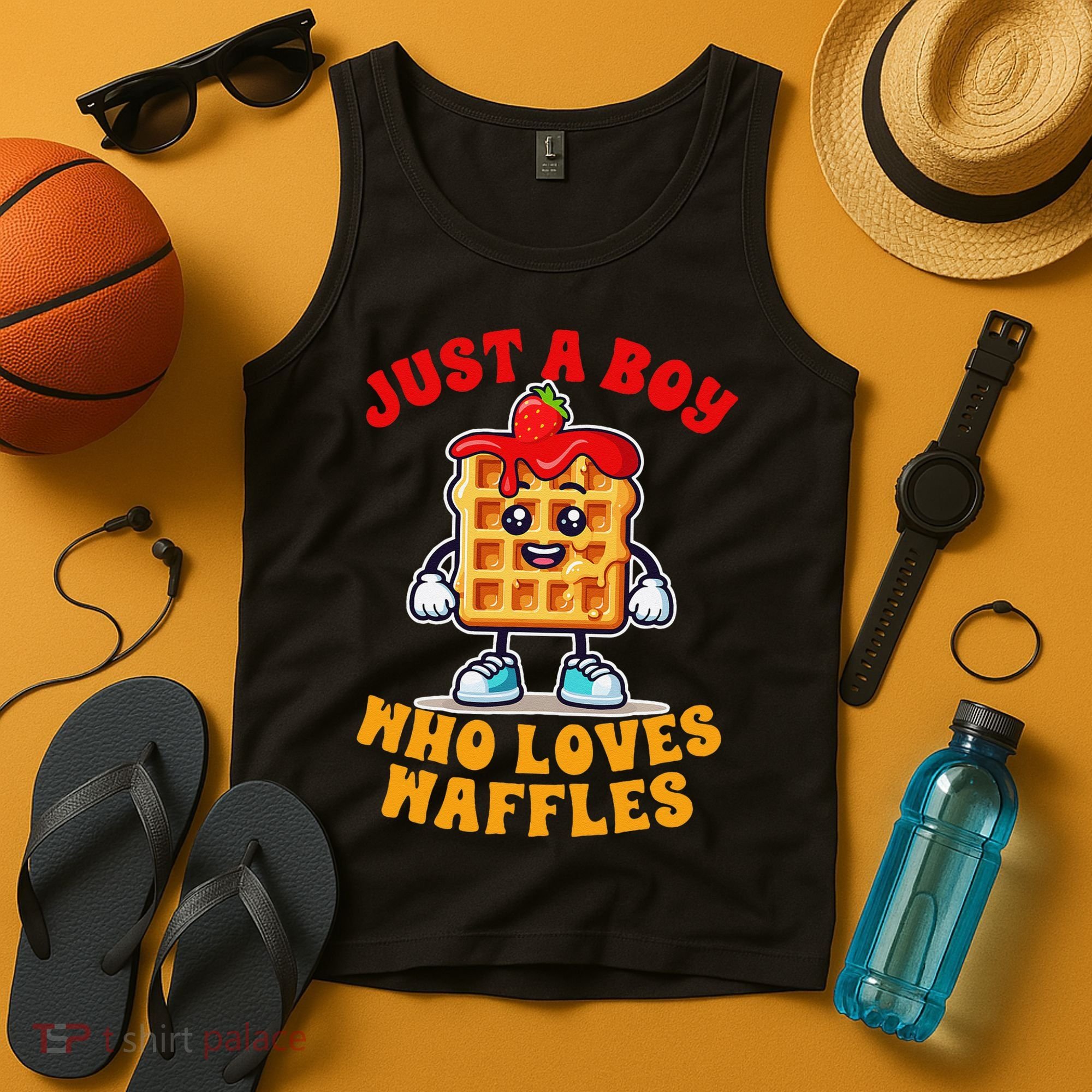 Waffle Lover Waffle Squad Foodie Just A Boy Loves Waffles Tank Top